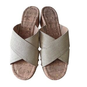 $148 Donald Pliner Summera‎ Cork Wedge Sandals Gold Women's Size 11M NWOB